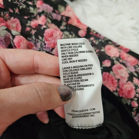 NWT Francesca's Sz L Pink Floral Babydoll Balloon Sleeve Tiered Mini Dress - Picture 11 of 11